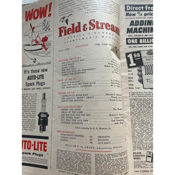 Vintage Field & Stream Magazine July 1958 Edition Fishing & Outdoors Bob Kuhn - Picture 5 of 12